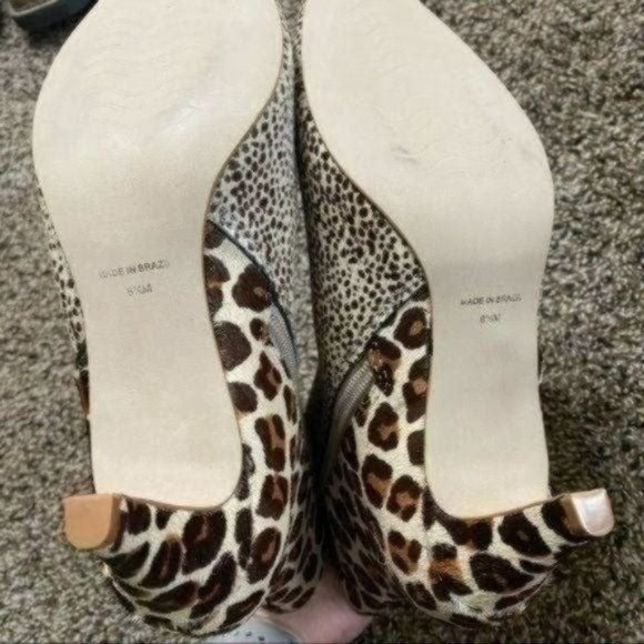 Matisse Cow Hair Womens Animal Leopard Print Moon Walkin Heeled Boot Sz 6 1/2 - Picture 5 of 9